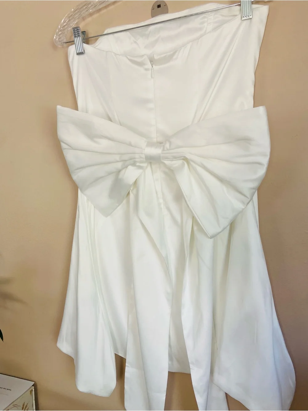Babyboo Freja Mini Satin Dress Sleeveless Big Bow Color Ivory Size Medium